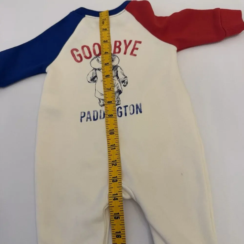 Baby Gap Paddington Bear Romper Long Sleeve 0-3 Months Snaps Red Blue & Ivory